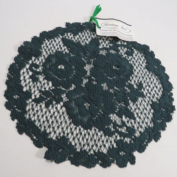 Heritage Lace dark Hunter Green Victorian Rose Lace Doily 11" St Patrickrick - Picture 1 of 7